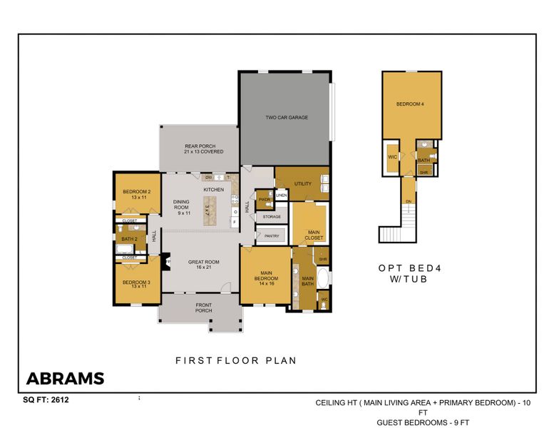 2D floor plan layout for the Abrams by Trinity Classic Homes in Zion Trails, Poolville, TX (Image 2). 2D floor plan layout for the Abrams by Trinity Classic Homes in Zion Trails, Poolville, TX (Image 2).