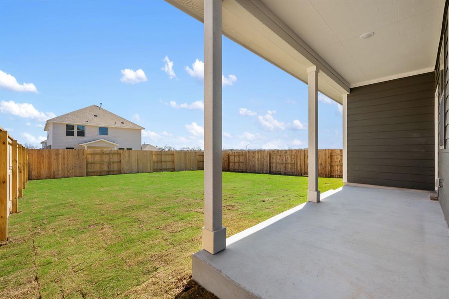 Exterior details and patio area of a home in Patterson Ranch, Georgetown (Image 25).