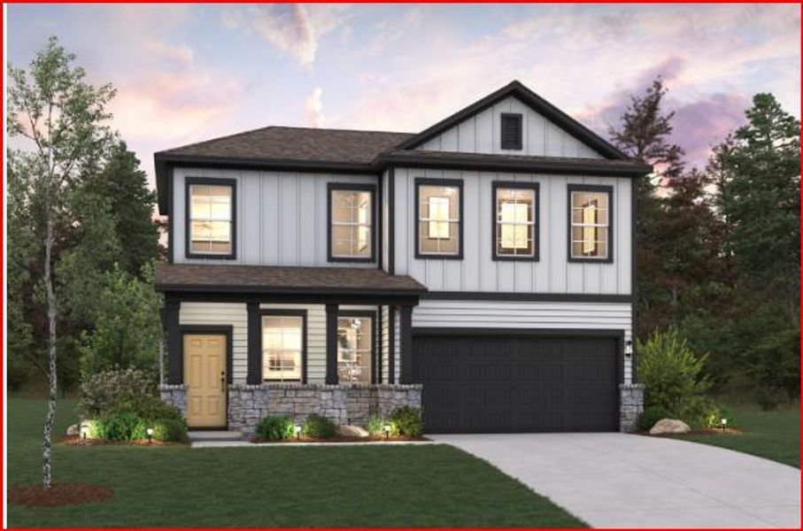 Front exterior of a new home in Evelyn, Austin, TX, highlighting curb appeal (Image 1). Front exterior of a new home in Evelyn, Austin, TX, highlighting curb appeal (Image 1).