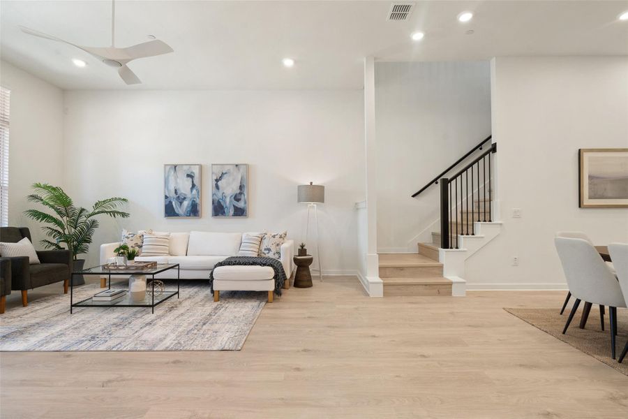 Furnished interior view inside a new home in The Grove, Austin (Image 8). Furnished interior view inside a new home in The Grove, Austin (Image 8).