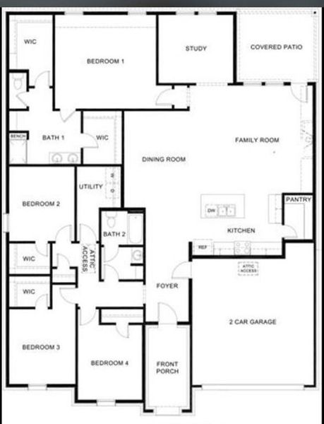 2D floor plan layout of this home in Fireside by the Lake, Garland, TX (Image 4).