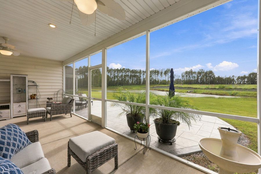 Exterior details and patio area of a home in Horizons at Summers Corner | 55+, Summerville (Image 4).