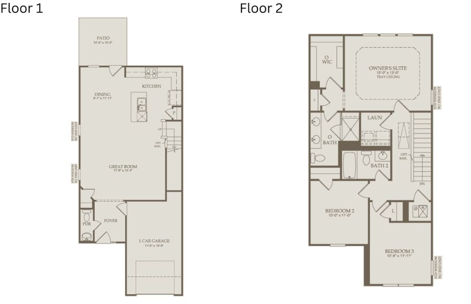 2D floor plan layout of this home in Exchange at 401, Raleigh, NC (Image 4).