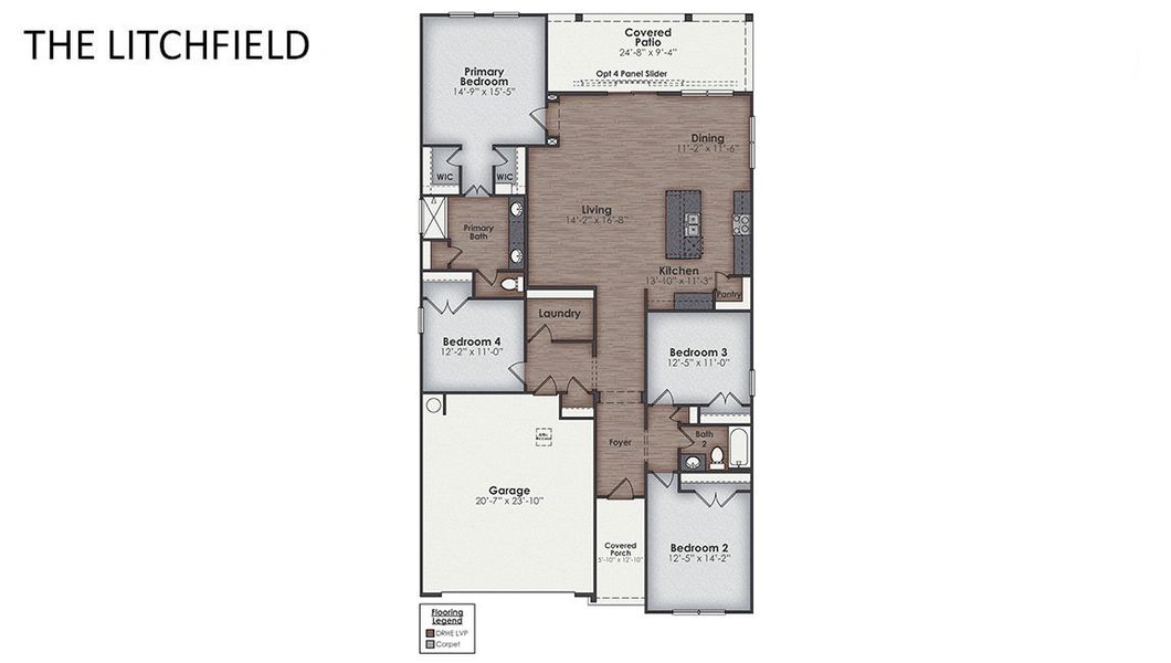 2D floor plan layout of this home in Indigo Preserve, Leland, NC (Image 4).