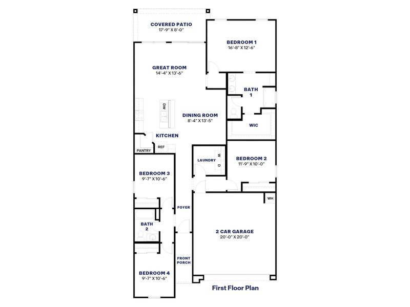 2D floor plan layout for the Easton by D.R. Horton in Heartland Ranch, Coolidge, AZ (Image 5). 2D floor plan layout for the Easton by D.R. Horton in Heartland Ranch, Coolidge, AZ (Image 5).