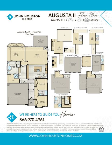 2D floor plan layout for the Augusta by John Houston Homes in Chapel Ridge, Lorena, TX (Image 6).