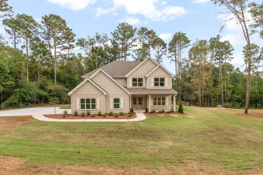 Front exterior of a new home in Mill Race Road, Thomaston, GA, highlighting curb appeal (Image 2). Front exterior of a new home in Mill Race Road, Thomaston, GA, highlighting curb appeal (Image 2).