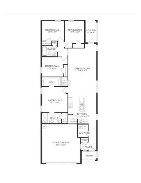 2D floor plan layout of this home in Kindred, Kissimmee, FL (Image 4).