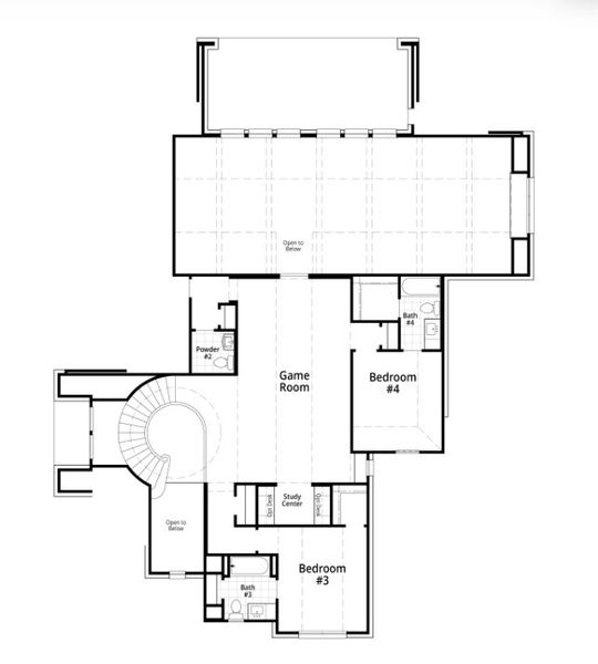 2D floor plan layout for the Lucca by Highland Homes in Furst Ranch, Flower Mound, TX (Image 32).