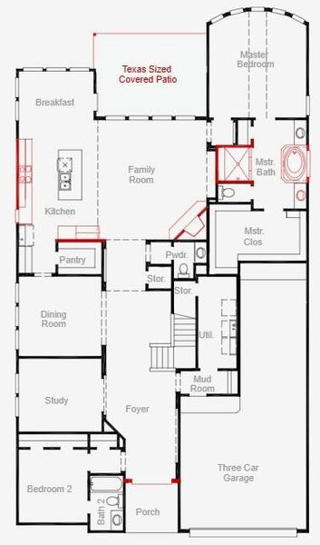 2D floor plan layout of this home in Bridgeland, Cypress, TX (Image 3).