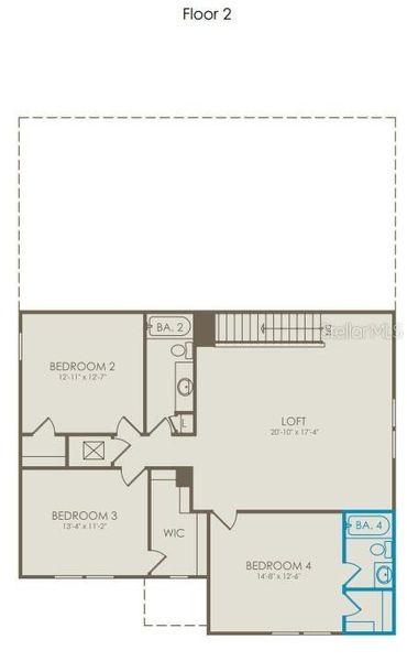2D floor plan layout of this home in Sunrise Estates, West Melbourne, FL (Image 3).