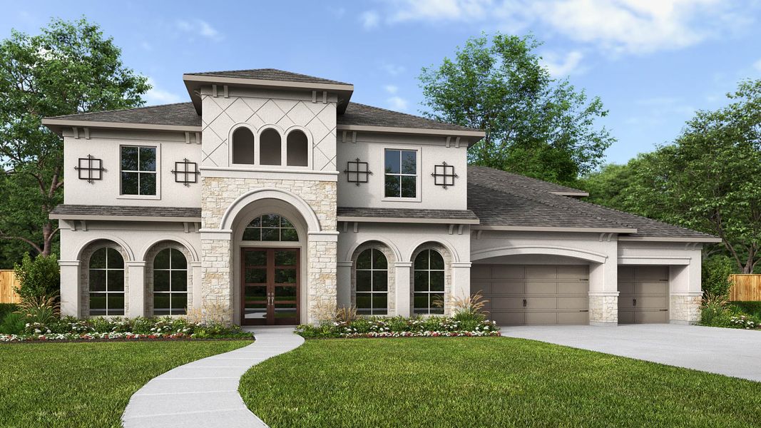 Representative exterior photo of a completed home built from the 4931S by Perry Homes in Santa Rita Ranch Tierra Rosa, Liberty Hill, TX (Image 19).