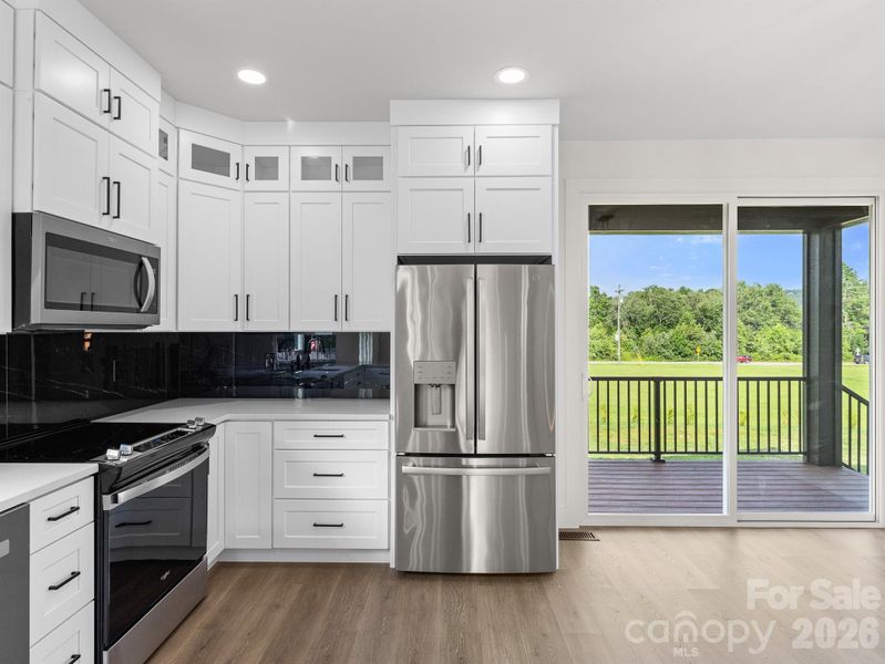 kitchen and sliding door to backyard
