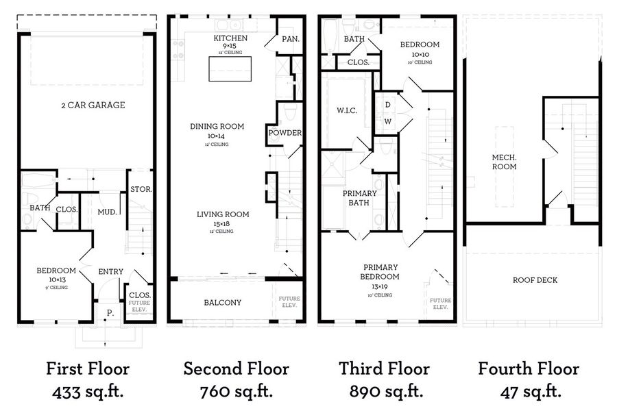 2D floor plan layout of this home in The Brownstones at East Quarter, Dallas, TX (Image 2). 2D floor plan layout of this home in The Brownstones at East Quarter, Dallas, TX (Image 2).