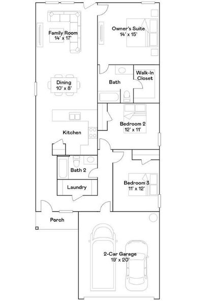 2D floor plan layout of this home in Magnolia Forest, Magnolia, TX (Image 3).