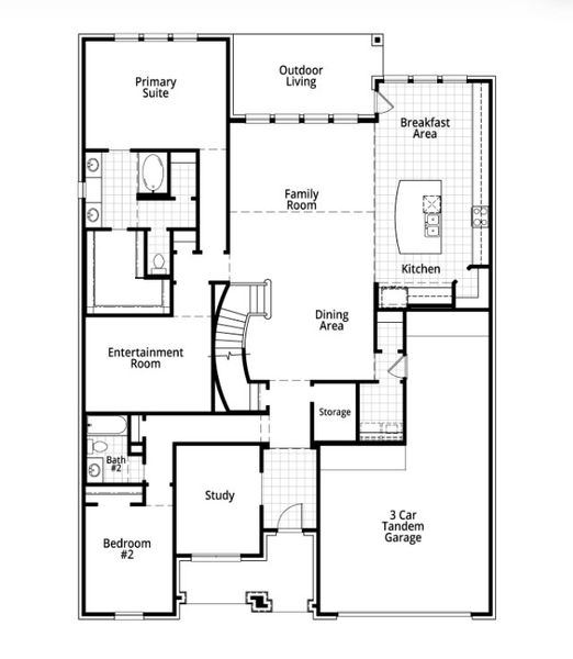 2D floor plan layout for the Sheffield by Highland Homes in Devonshire, Forney, TX (Image 27).