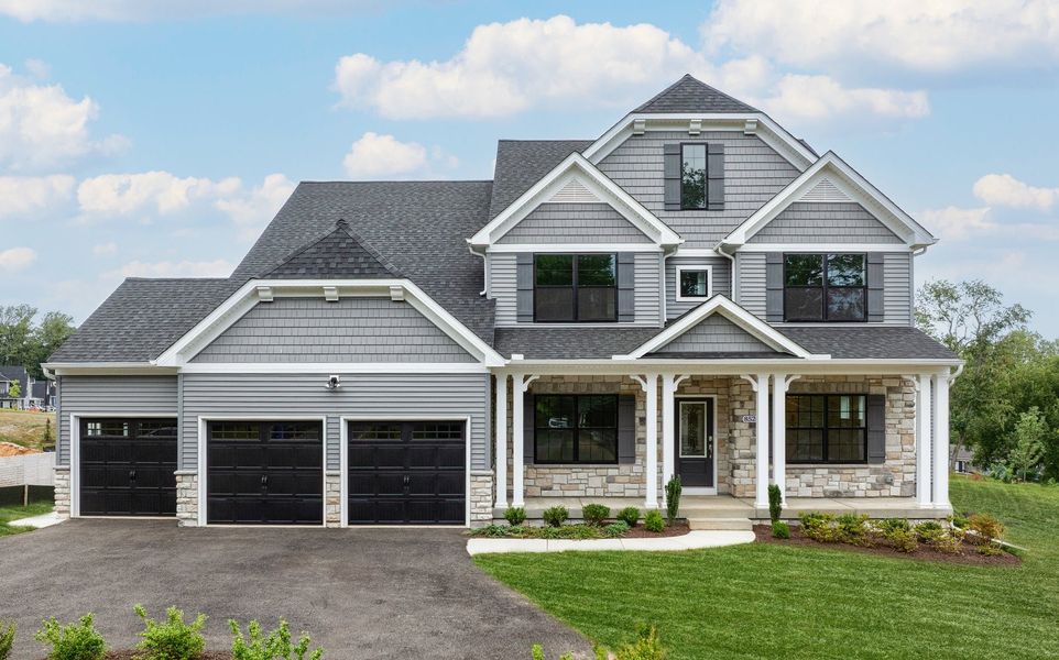 Representative exterior photo of a completed home built from the Nottingham by Keystone Custom Homes in McLean South Shore, Belmont, NC (Image 22).