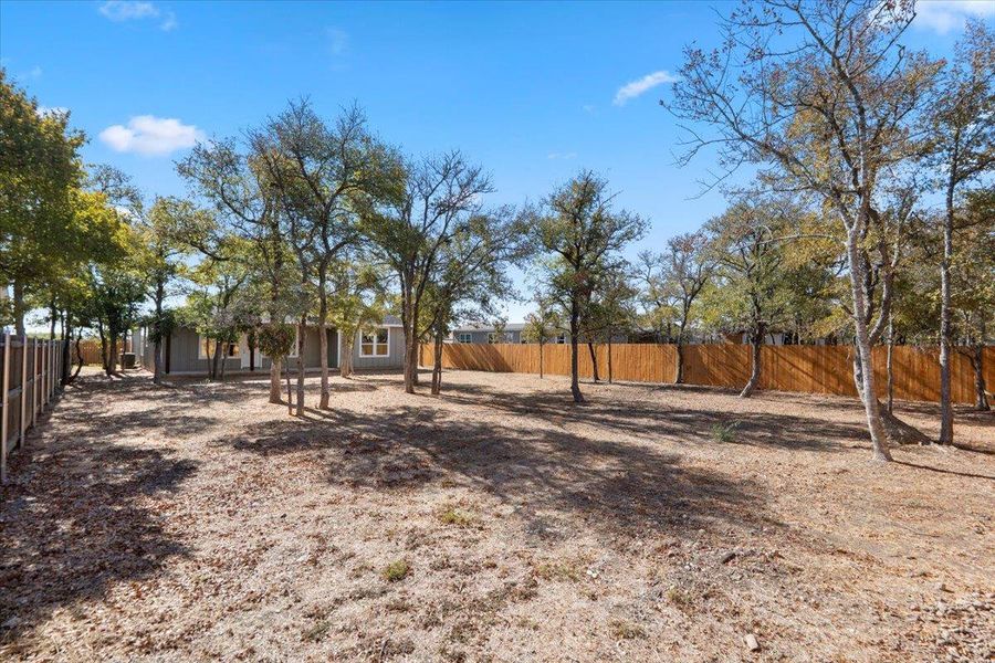 View of fenced backyard