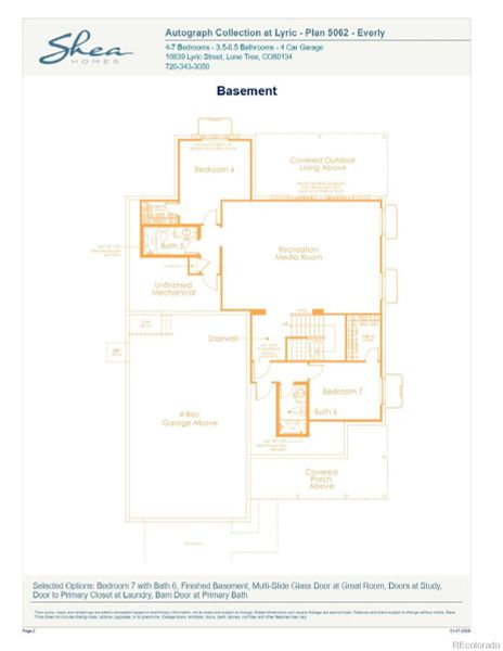 2D floor plan layout of this home in Autograph at Lyric, Lone Tree, CO (Image 5).