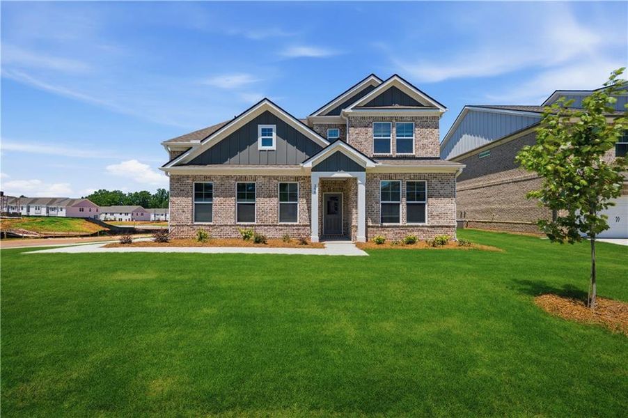 Front exterior of a new home in Bowers Farm, McDonough, GA, highlighting curb appeal (Image 18).