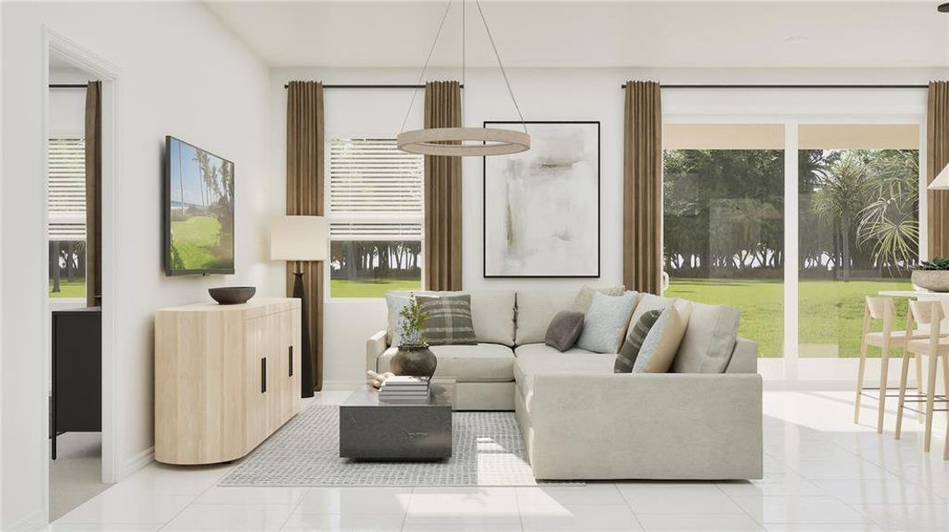 Furnished interior view inside a new home in Island Lakes at Coco Bay, Englewood (Image 2).