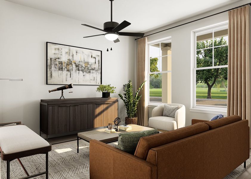 Representative furnished interior of a home built from the Scarbrough by Tri Pointe Homes in Paley Park at Easton Park, Austin (Image 7). Representative furnished interior of a home built from the Scarbrough by Tri Pointe Homes in Paley Park at Easton Park, Austin (Image 7).