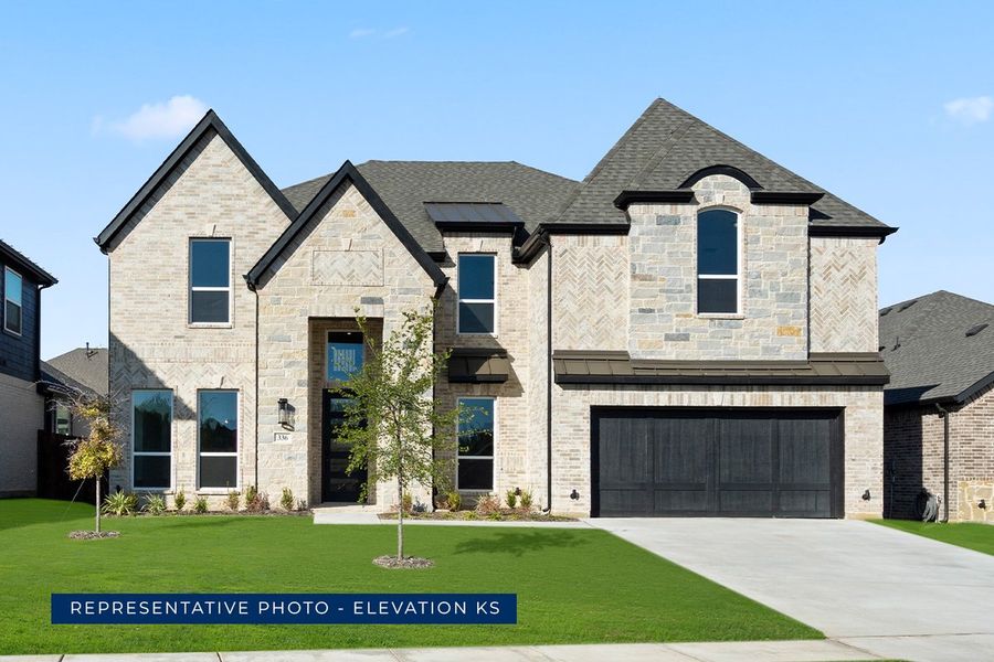 Representative exterior photo of a completed home built from the Hillcrest 2F (w/Media) by First Texas Homes in Cambridge Estates, Prosper, TX (Image 18).