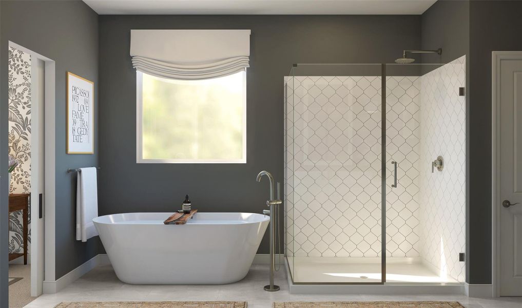 Serene primary bath (*Artist rendering used for illustration purposes only.)