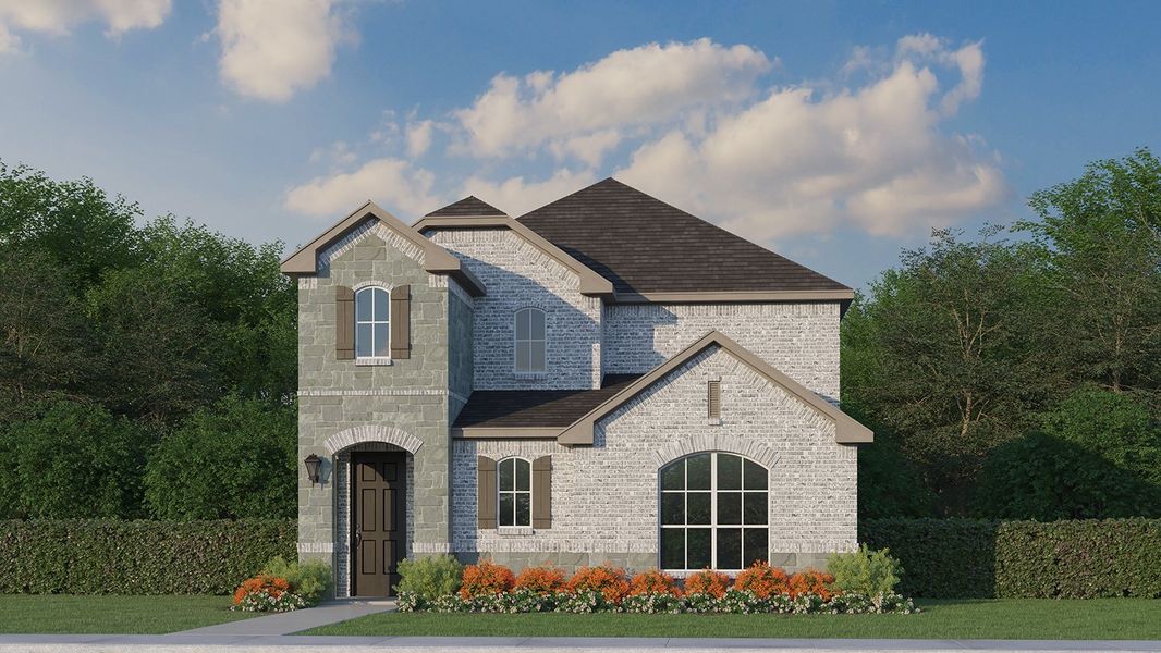 Plan 1453 Elevation A w/ Stone