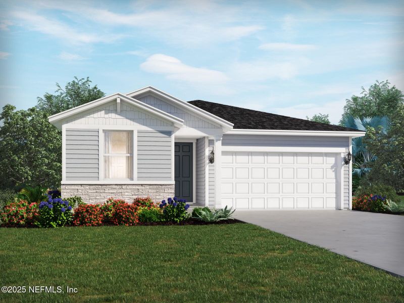 Front exterior of a new home in Cypress Meadows - Classic Series, Jacksonville, FL, highlighting curb appeal (Image 1).