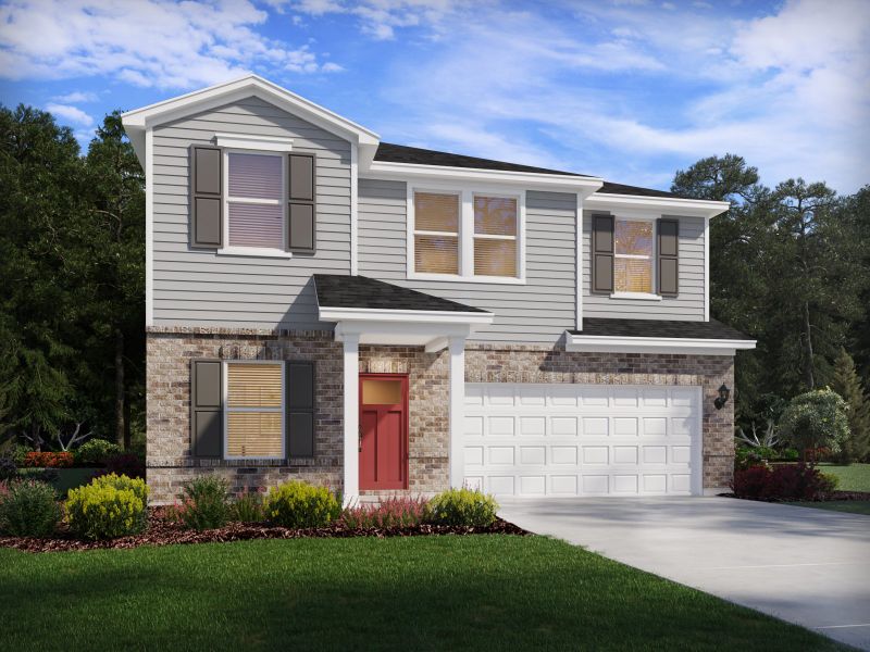 Front exterior of a new home in Avalon Place - Signature Series, Durham, NC, highlighting curb appeal (Image 1). Front exterior of a new home in Avalon Place - Signature Series, Durham, NC, highlighting curb appeal (Image 1).