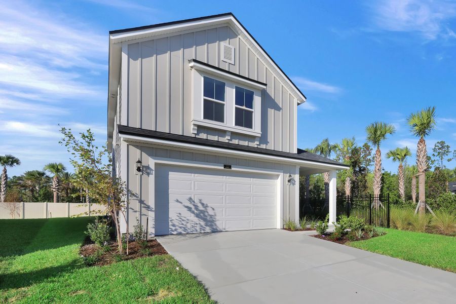 Representative exterior photo of a completed home built from the Palmetto by Riverside Homes in Mariposa at EverRange, Jacksonville, FL (Image 25).