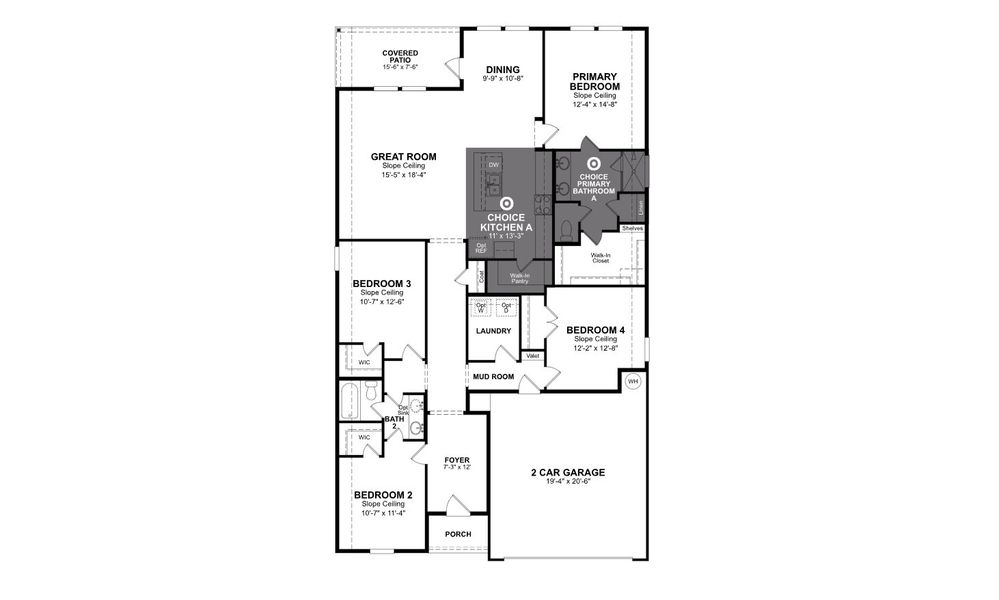 2D floor plan layout for the Teton by Beazer Homes in Saddle Creek Ranch, Cibolo, TX (Image 3).