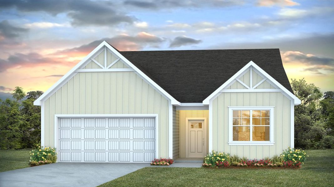 Representative exterior photo of a completed home built from the LITCHFIELD by D.R. Horton in The Cove at Mallard Crossing, Summerville, SC (Image 2).