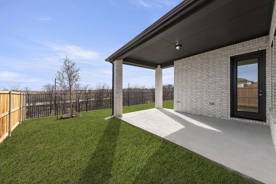 Exterior details and patio area of a home in Brookshire at Legacy Hills, Celina (Image 3). Exterior details and patio area of a home in Brookshire at Legacy Hills, Celina (Image 3).