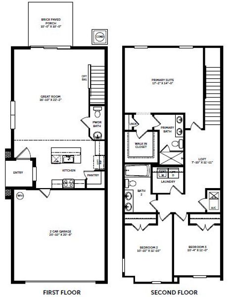 2D floor plan layout of this home in Magnolia Reserve, Ocoee, FL (Image 2).