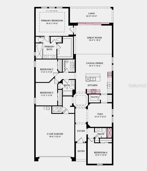 2D floor plan layout of this home in Colbert Landings, Palm Coast, FL (Image 2). 2D floor plan layout of this home in Colbert Landings, Palm Coast, FL (Image 2).