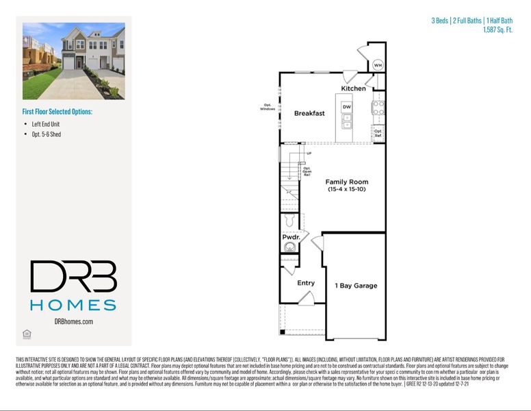 2D floor plan layout of this home in Barton Hollow Townhomes, Fountain Inn, SC (Image 5).