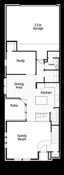 2D floor plan layout of this home in Woodforest Townhomes: Townhomes: The Villas, Montgomery, TX (Image 4).