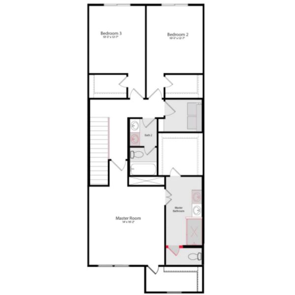 2D floor plan layout of this home in Heartland Townhomes, Heartland, TX (Image 3).