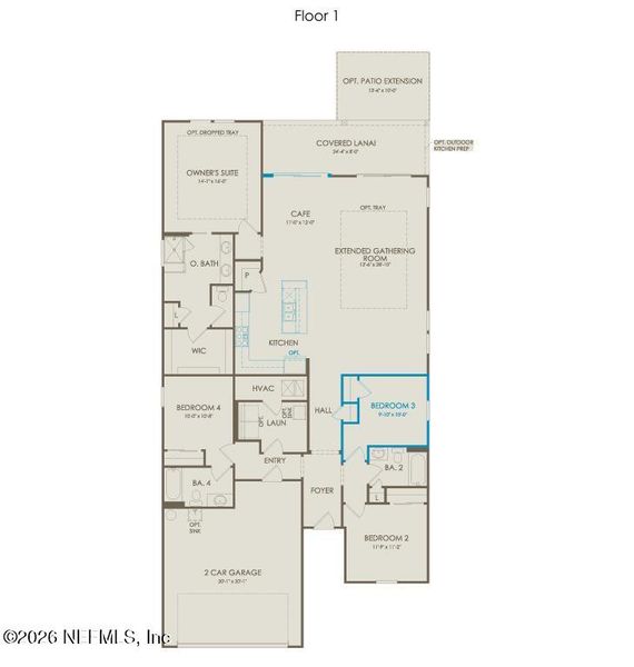 2D floor plan layout of this home in The Landings at Saint Johns, St. Johns, FL (Image 4). 2D floor plan layout of this home in The Landings at Saint Johns, St. Johns, FL (Image 4).