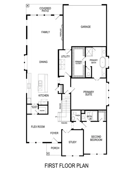 2D floor plan layout for the Oxford R (w/Media) by First Texas Homes in Trails at Cottonwood Creek, Rowlett, TX (Image 6).
