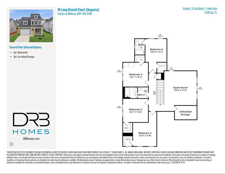 2D floor plan layout of this home in Creeks at Midway, Anderson, SC (Image 6).