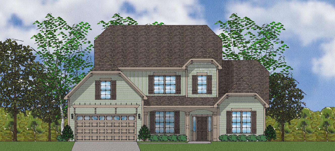 Representative exterior photo of a completed home built from the Bridges II - Elite Collection by Mungo Homes in Suter Estates, Easley, SC (Image 20).