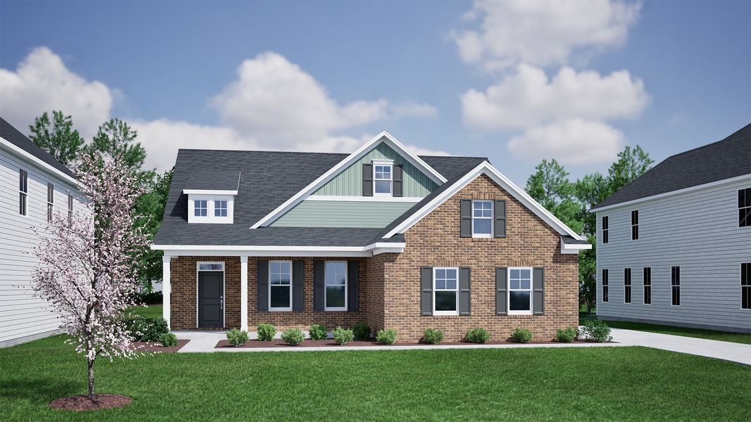 Representative exterior photo of a completed home built from the Cumberland - Vanguard Collection by Mungo Homes in Porter Ridge, Elgin, SC (Image 25).