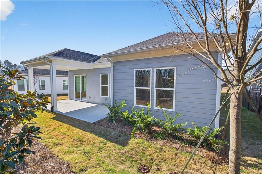 Exterior details and patio area of a home in The Reserve at Bells Ferry, Kennesaw (Image 29).