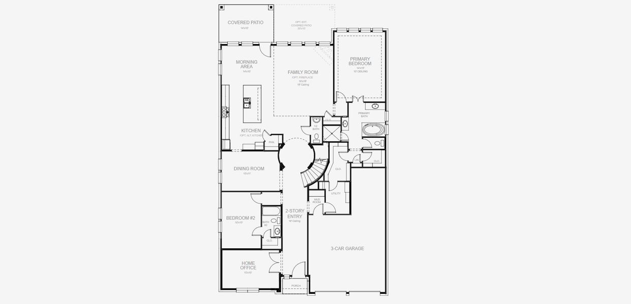 2D floor plan layout for the 3395W by Perry Homes in Parkside On The River 60', Georgetown, TX (Image 5). 2D floor plan layout for the 3395W by Perry Homes in Parkside On The River 60', Georgetown, TX (Image 5).