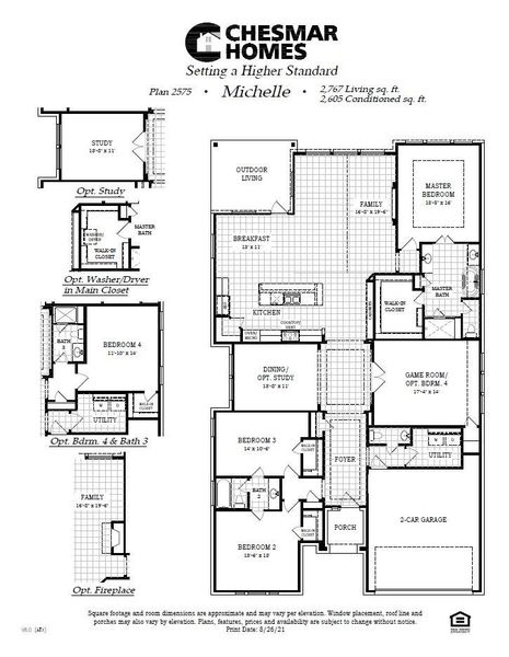 2D floor plan layout of this home in Lariat, Liberty Hill, TX (Image 4).