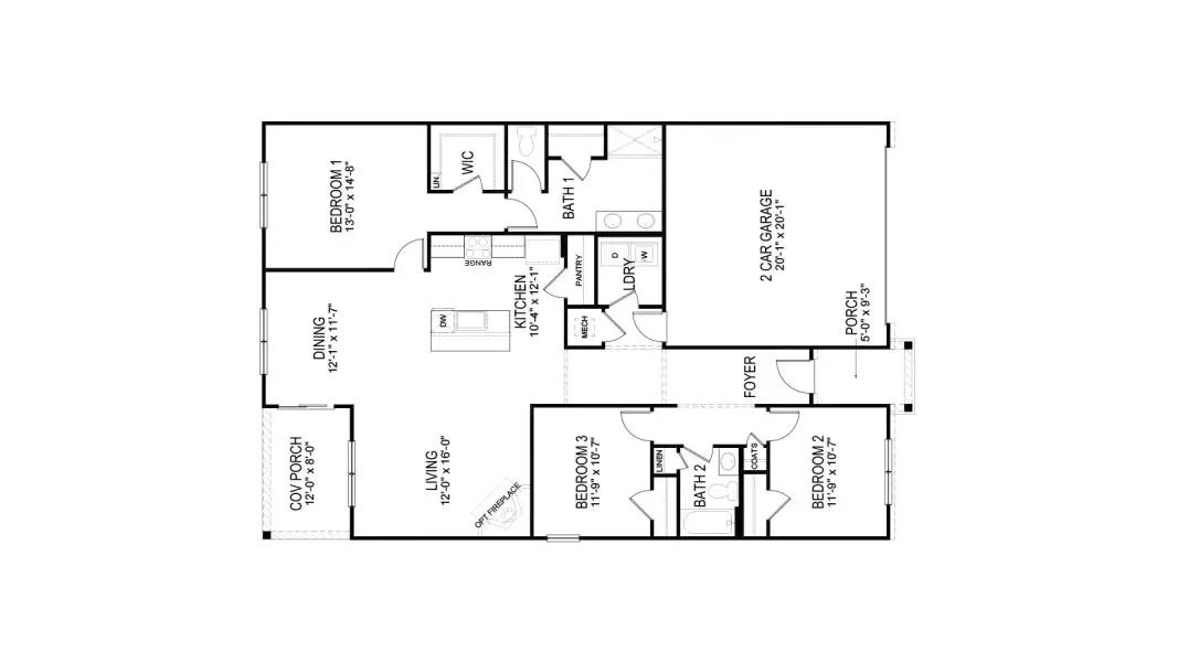 2D floor plan layout for the Aria by D.R. Horton in Thompson Creek, Corryton, TN (Image 4).