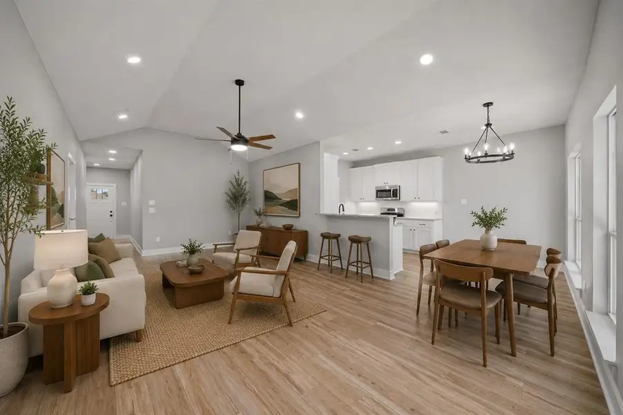 Living and dining virtually staged